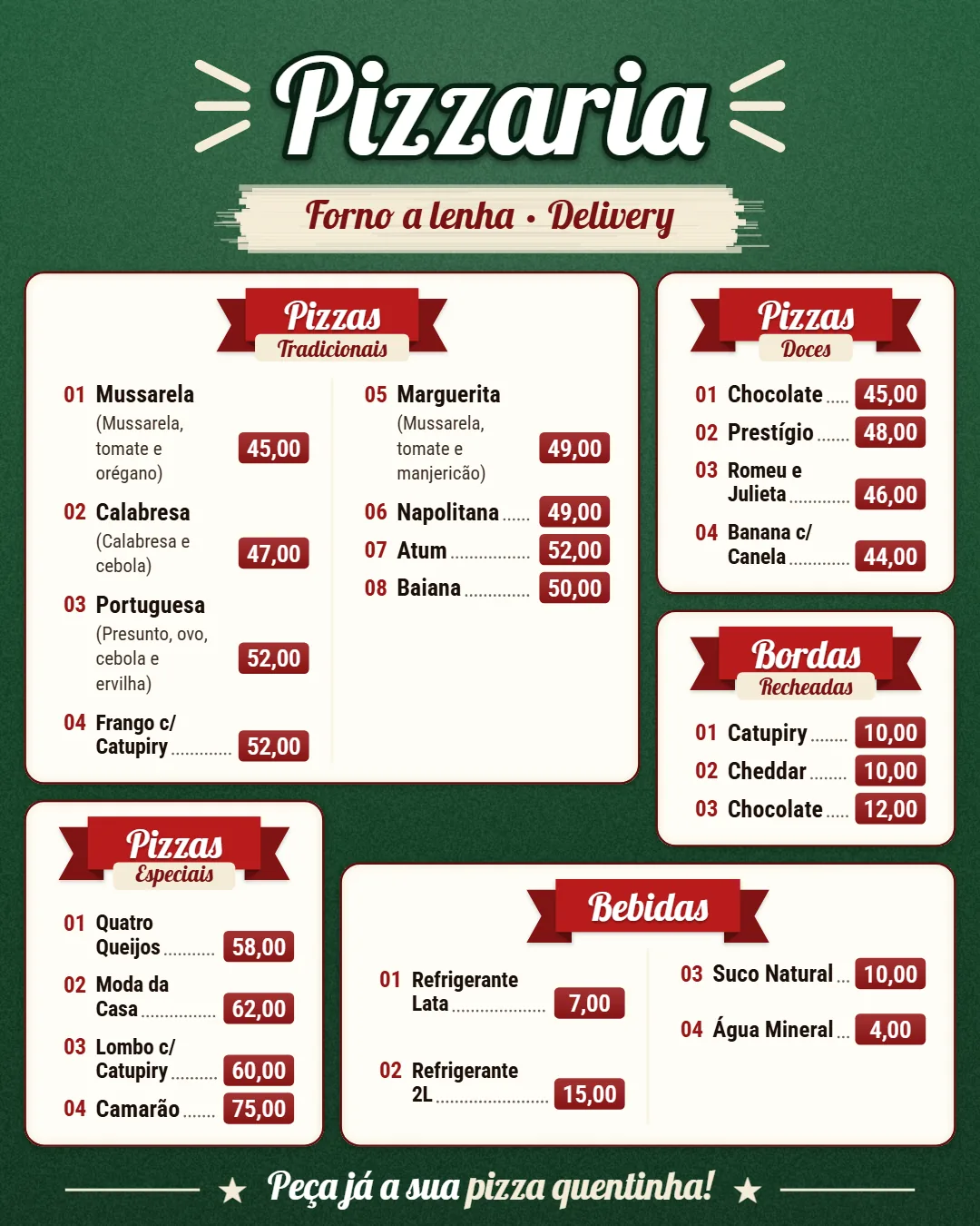 Cardápio em imagem gerado pelo sistema